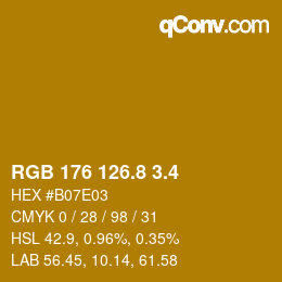カラーコード: RGB 176 126.8 3.4 | qconv.com