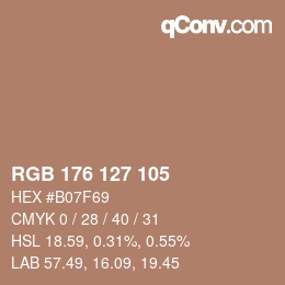 颜色代码: RGB 176 127 105 | qconv.com