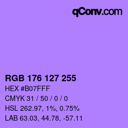 Color code: RGB 176 127 255 | qconv.com