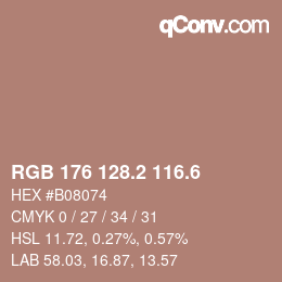 カラーコード: RGB 176 128.2 116.6 | qconv.com