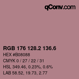 カラーコード: RGB 176 128.2 136.6 | qconv.com