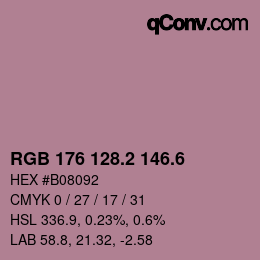 カラーコード: RGB 176 128.2 146.6 | qconv.com
