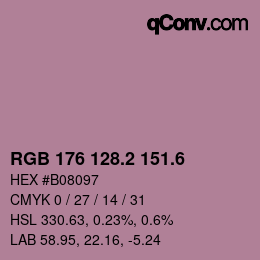 カラーコード: RGB 176 128.2 151.6 | qconv.com
