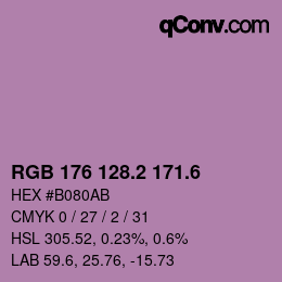 カラーコード: RGB 176 128.2 171.6 | qconv.com
