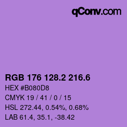 カラーコード: RGB 176 128.2 216.6 | qconv.com