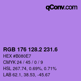 カラーコード: RGB 176 128.2 231.6 | qconv.com