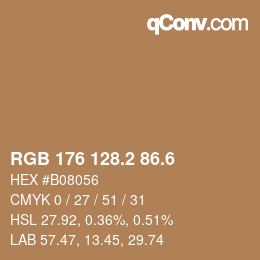 カラーコード: RGB 176 128.2 86.6 | qconv.com