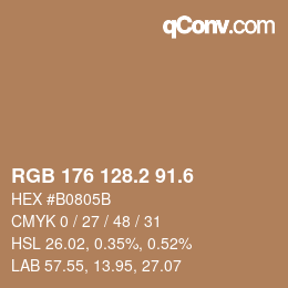カラーコード: RGB 176 128.2 91.6 | qconv.com