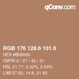 カラーコード: RGB 176 128.6 101.6 | qconv.com