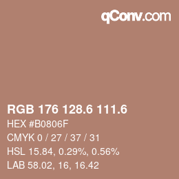 カラーコード: RGB 176 128.6 111.6 | qconv.com
