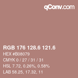 カラーコード: RGB 176 128.6 121.6 | qconv.com