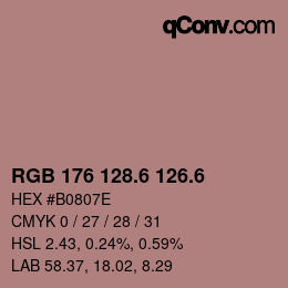 カラーコード: RGB 176 128.6 126.6 | qconv.com