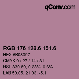 カラーコード: RGB 176 128.6 151.6 | qconv.com