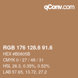 カラーコード: RGB 176 128.6 91.6 | qconv.com
