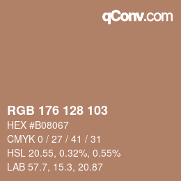 Color code: RGB 176 128 103 | qconv.com