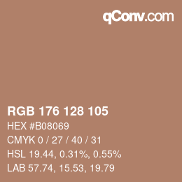 颜色代码: RGB 176 128 105 | qconv.com