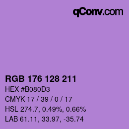 カラーコード: RGB 176 128 211 | qconv.com
