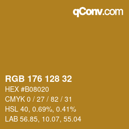 Color code: RGB 176 128 32 | qconv.com