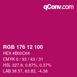 Color code: RGB 176 12 100 | qconv.com