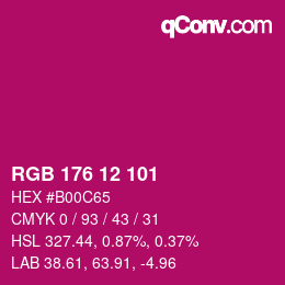Color code: RGB 176 12 101 | qconv.com