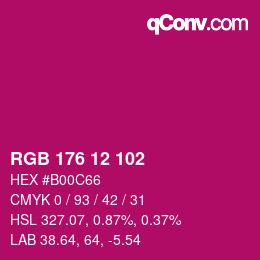 Color code: RGB 176 12 102 | qconv.com