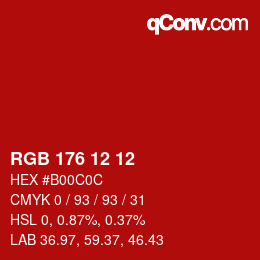 Color code: RGB 176 12 12 | qconv.com