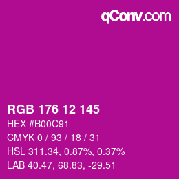 Color code: RGB 176 12 145 | qconv.com