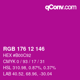 Color code: RGB 176 12 146 | qconv.com