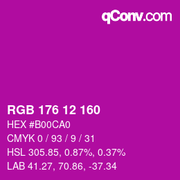 Color code: RGB 176 12 160 | qconv.com