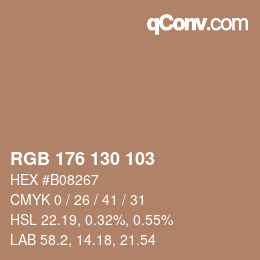 Color code: RGB 176 130 103 | qconv.com