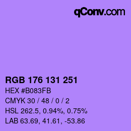 Color code: RGB 176 131 251 | qconv.com