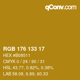 Color code: RGB 176 133 17 | qconv.com