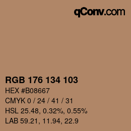 Color code: RGB 176 134 103 | qconv.com