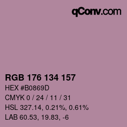 Color code: RGB 176 134 157 | qconv.com
