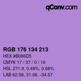 Color code: RGB 176 134 213 | qconv.com