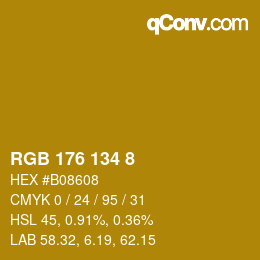 カラーコード: RGB 176 134 8 | qconv.com