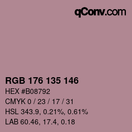 カラーコード: RGB 176 135 146 | qconv.com