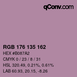 Color code: RGB 176 135 162 | qconv.com
