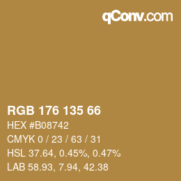 Código de color: RGB 176 135 66 | qconv.com