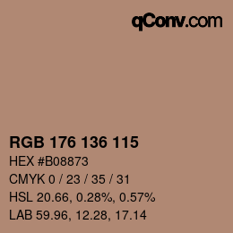 Color code: RGB 176 136 115 | qconv.com