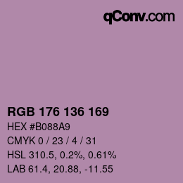 Color code: RGB 176 136 169 | qconv.com