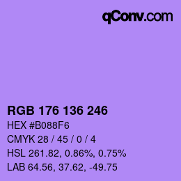 Color code: RGB 176 136 246 | qconv.com