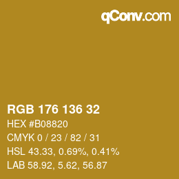 Color code: RGB 176 136 32 | qconv.com