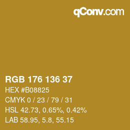 Color code: RGB 176 136 37 | qconv.com