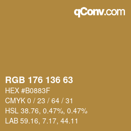 カラーコード: RGB 176 136 63 | qconv.com