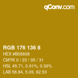 カラーコード: RGB 176 136 8 | qconv.com