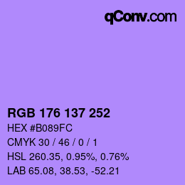 Color code: RGB 176 137 252 | qconv.com