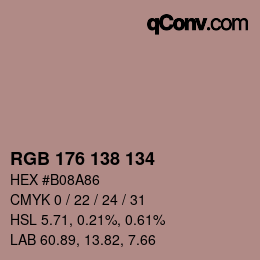 Color code: RGB 176 138 134 | qconv.com