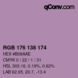 Color code: RGB 176 138 174 | qconv.com