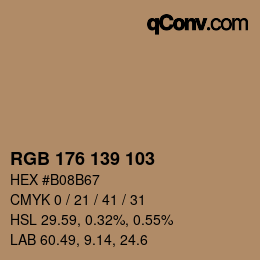 Color code: RGB 176 139 103 | qconv.com
